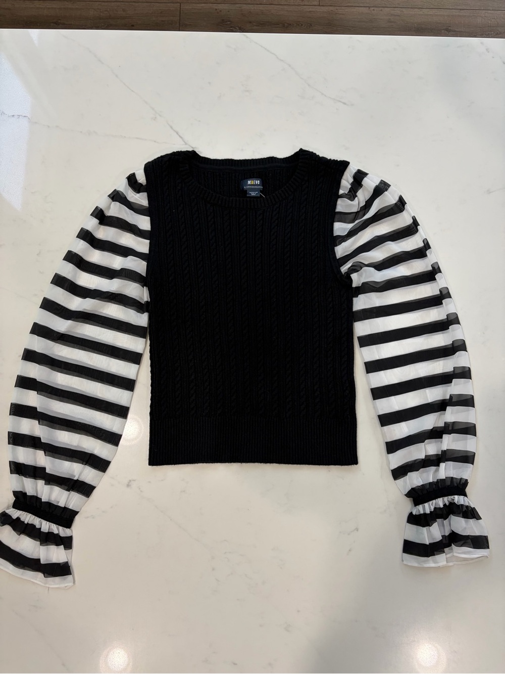 Maeve Anthropologie Sheer Sleeve Sweater M